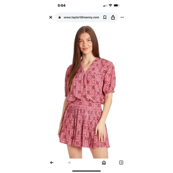 TAYLOR TILLMAN KAYLA PLEATED TOP BERRY KALEIDOSCOPE SMALL NWOT - Picture 4 of 4